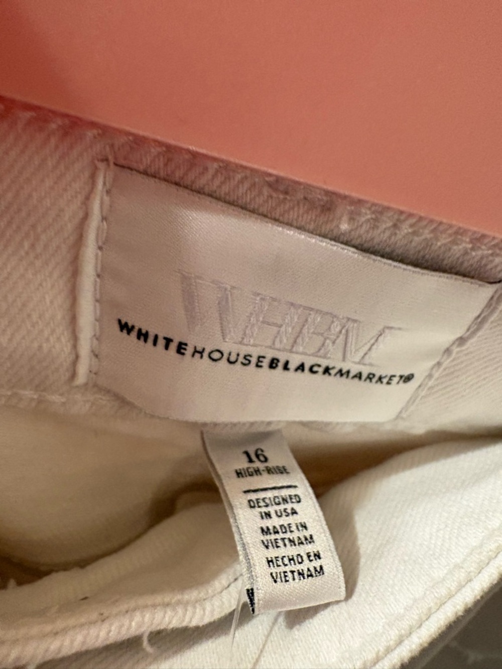 White House Black Market High-Rise Distressed Straight Jean Jeans White NWT 16 R - Picture 6 of 7